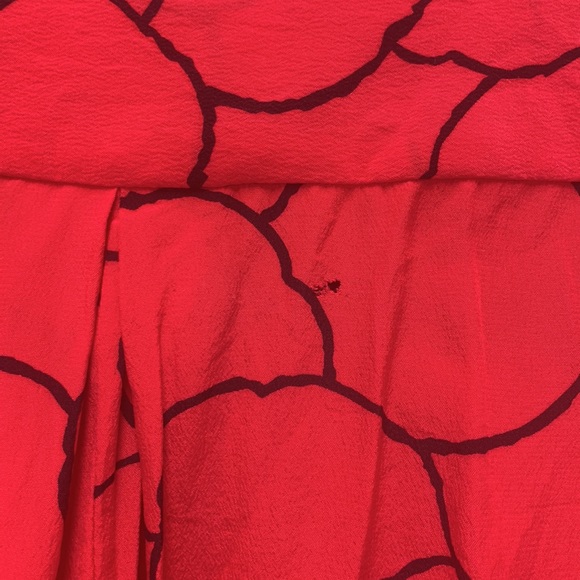 Vintage Red Silk Dress Size Medium or Large pattern Retro Size 10 Shift 80's 90' - Picture 9 of 13